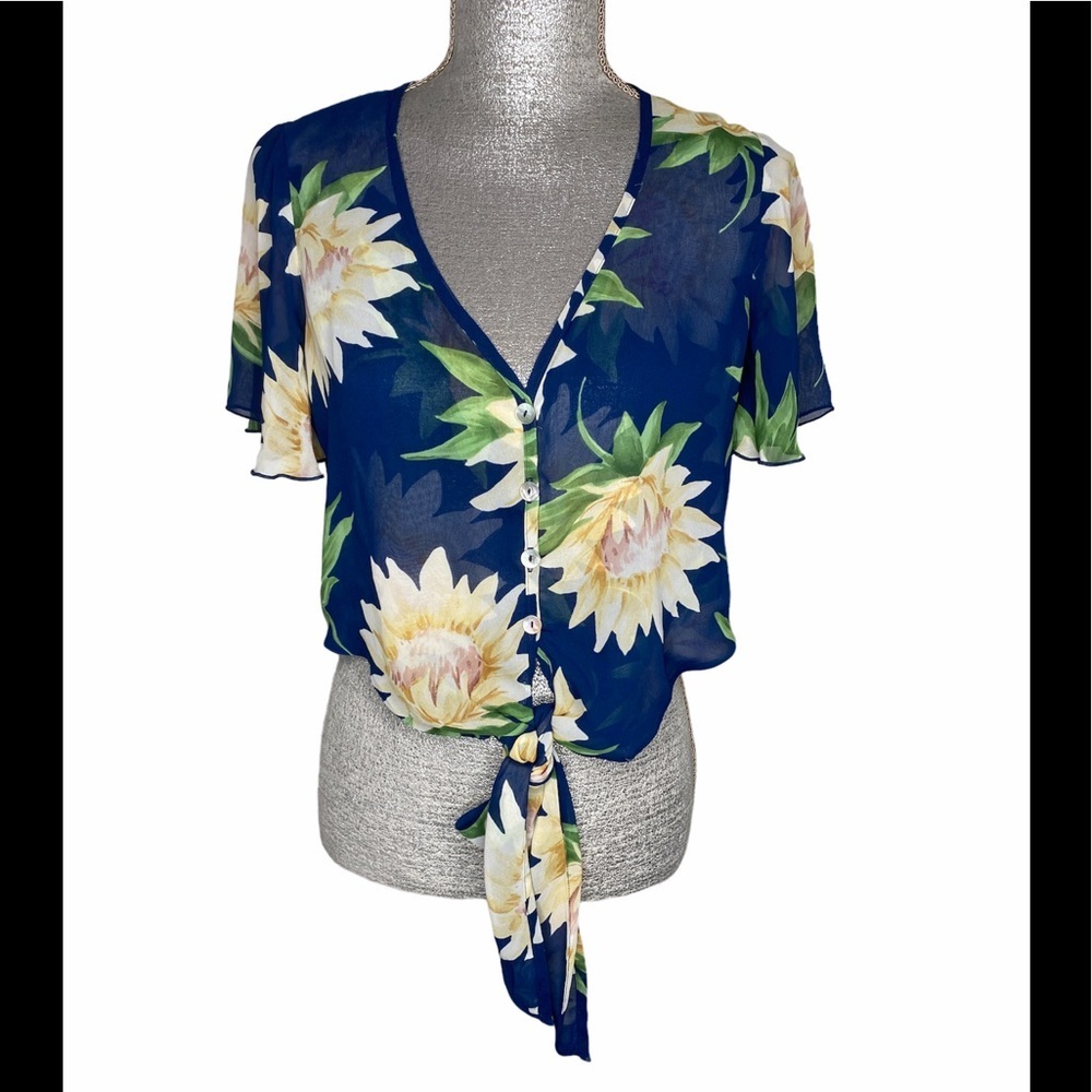 Show Me Your Mumu Tortuga Tie Cropped Top Sunflower Dreams XS